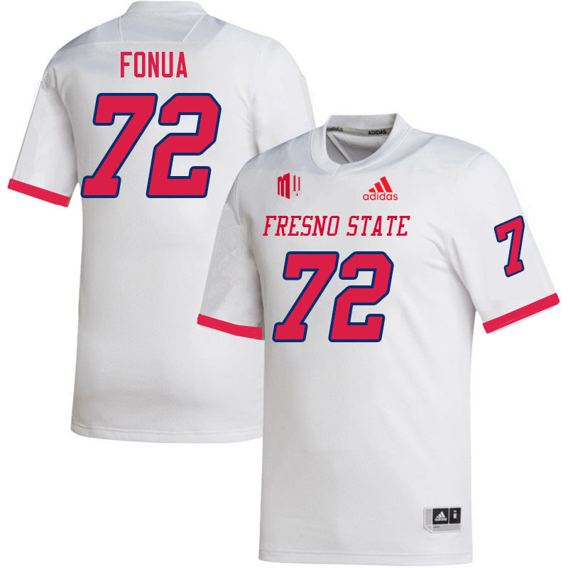 Men #72 Edward Fonua Fresno State Bulldogs College Football Jerseys Stitched Sale-White